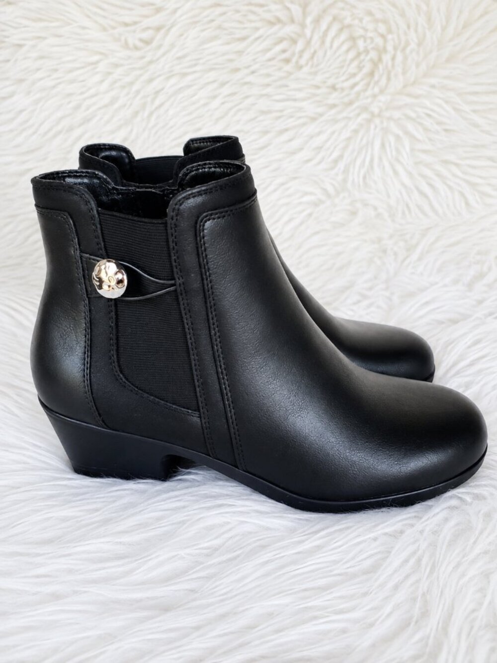 Flex Step Milani Black Zipper Classic Block Heel Ankle Boots SZ 11